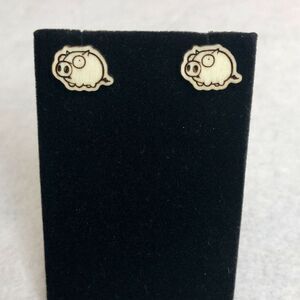 Invader Zim Piggy Wood Stud Earrings